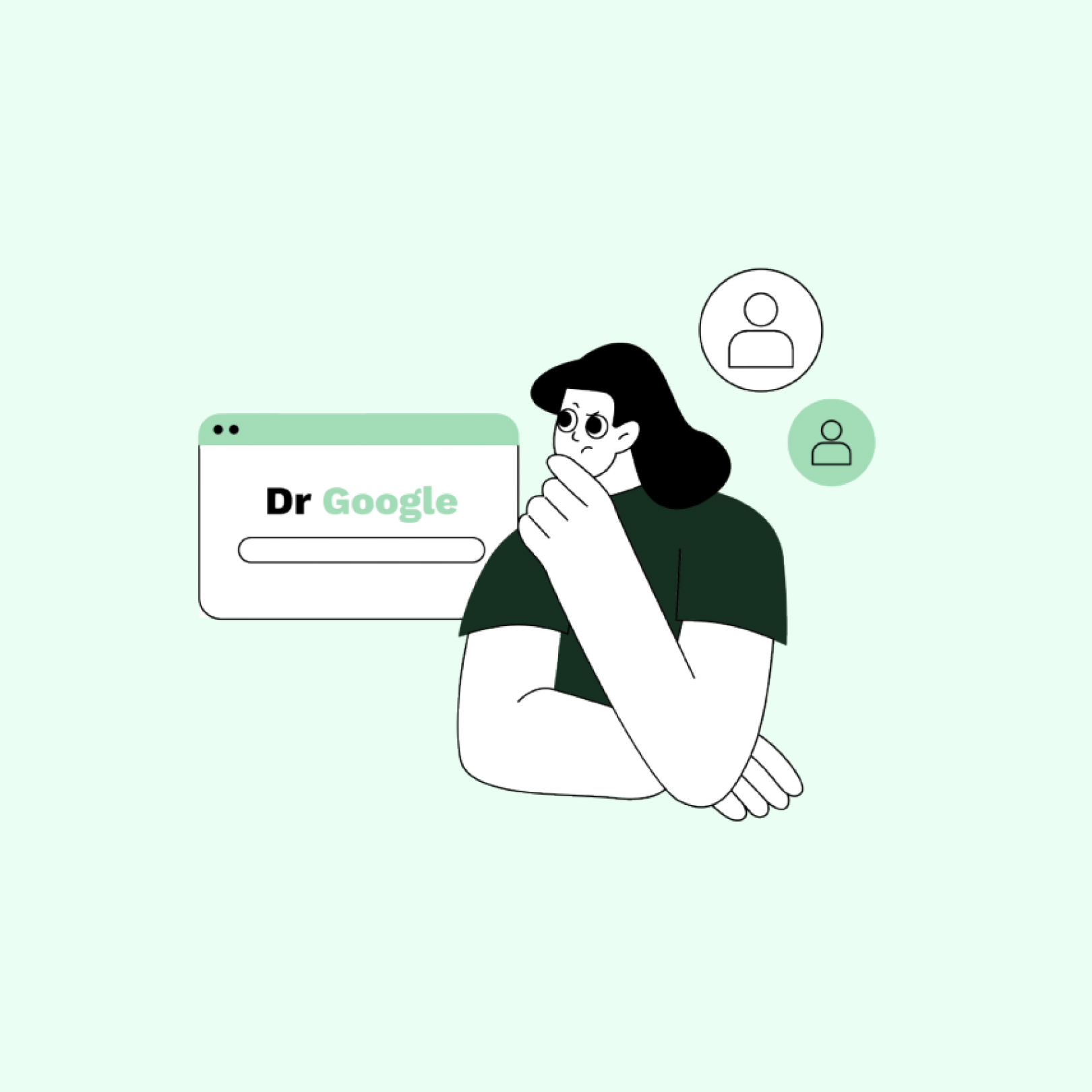 Illustration of a person looking confused from a Dr. Google search.